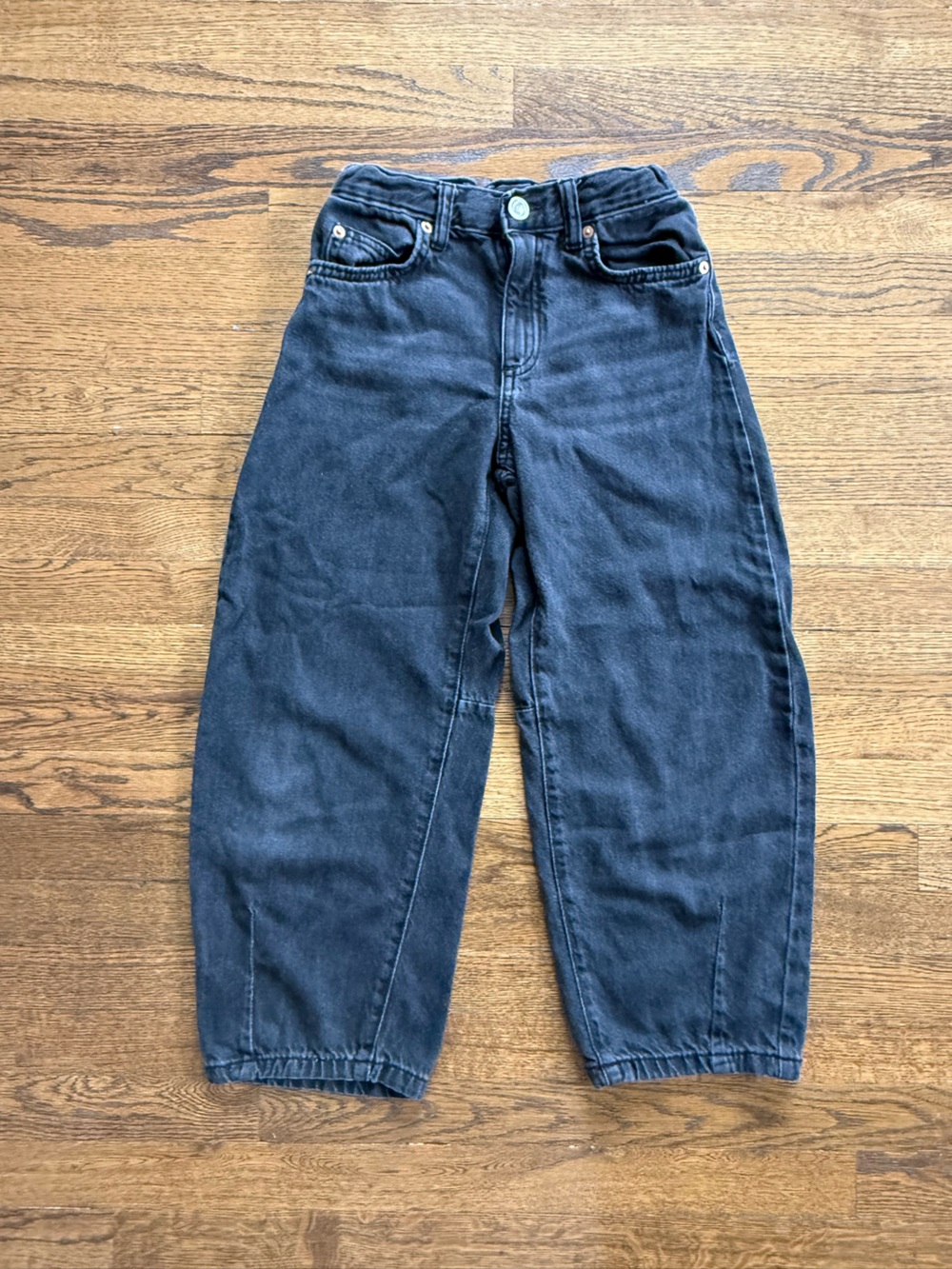 Zara Kids Black Washed Barrel Jeans